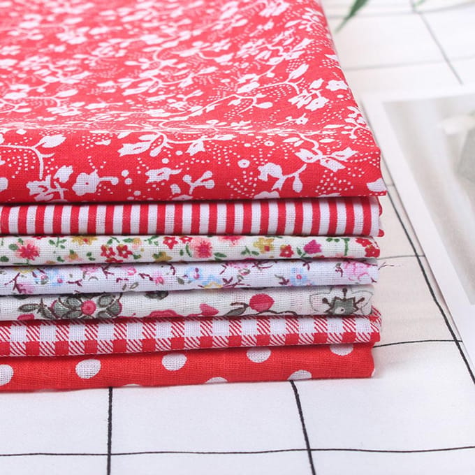 7pcs   set 100percent  Cotton Batiks Sewing Craft Cloth for DIY Wallet Cushion Cover (L) pink