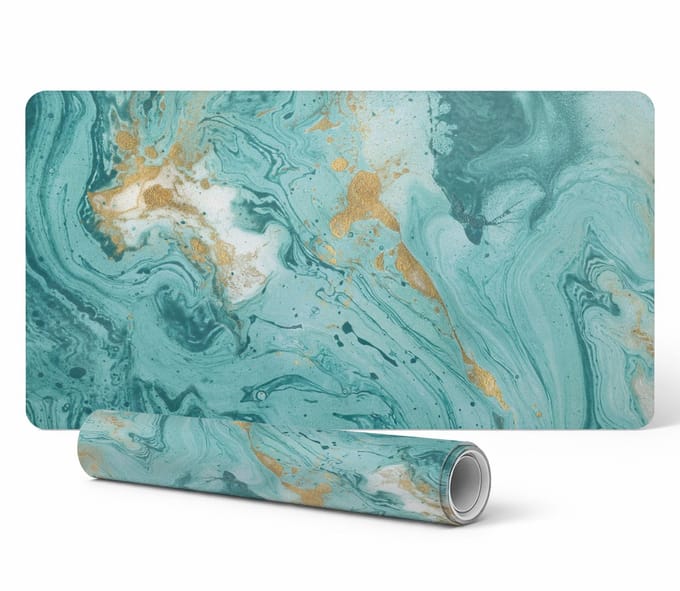 Beschermende decoratieve mat voor bureau met marmerlook, 90x45 cm