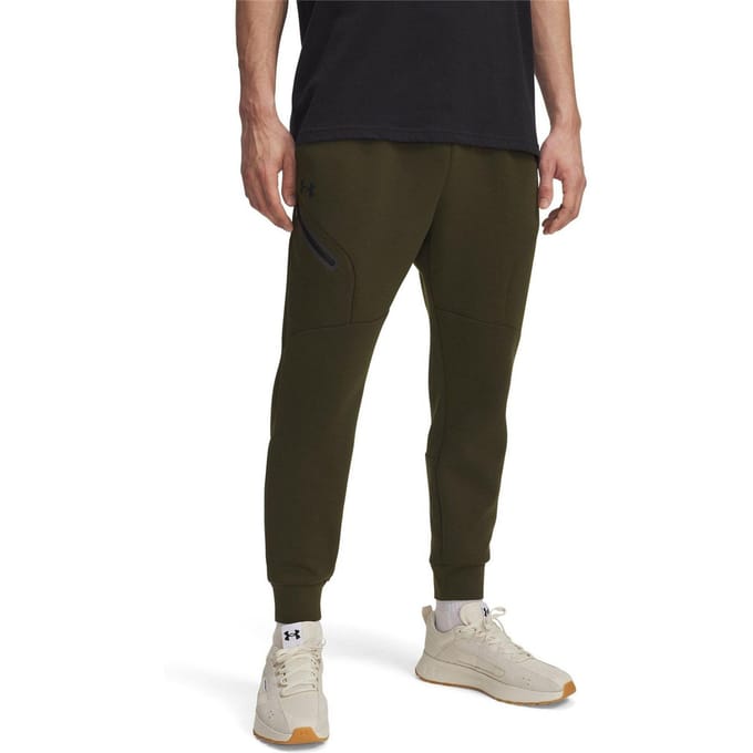 Under Armour Heren-joggingbroek van Unstoppable-fleece met ritszakken (Groen)