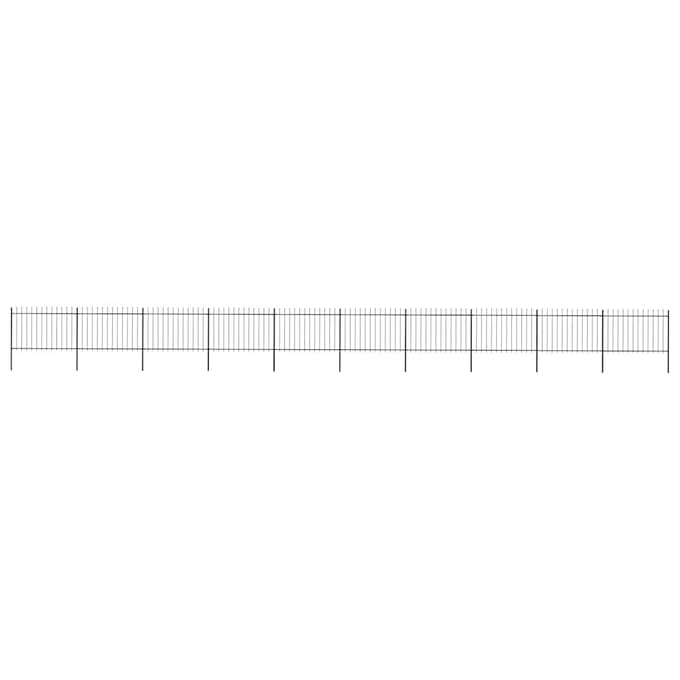 vidaXL - Tuinhek - met - speerpunt - staal - 1673x120 - cm - zwart