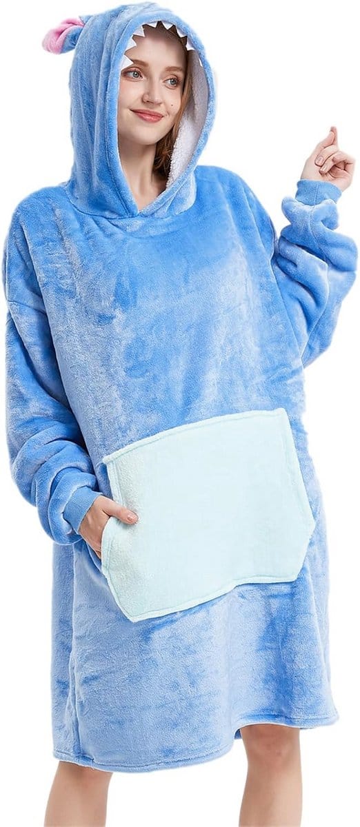 Extra warme unisex deken hoodie met capuchon en grote zak, zachte flanellen pullover