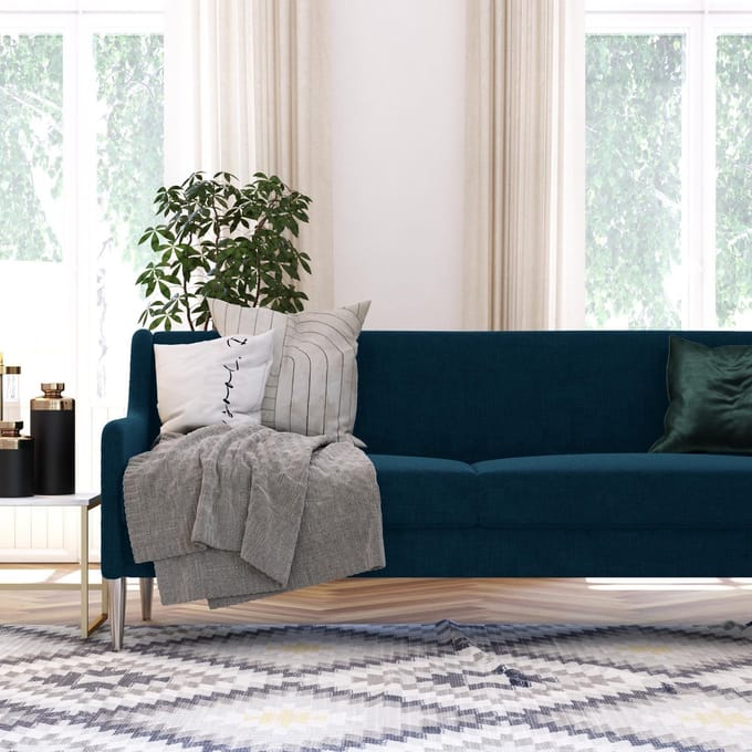 Virginia-Sofa - 3-zits - Blauw Linnen