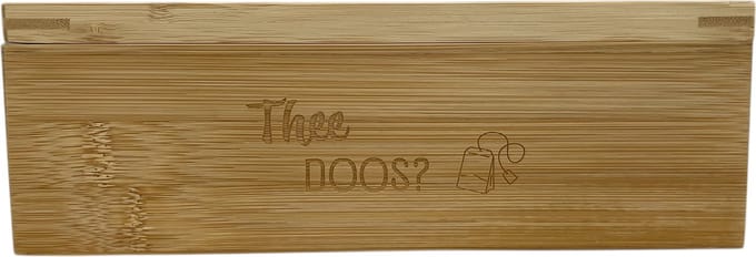 Theedoos 6 vaks, Bamboe met tekst: Thee doos?