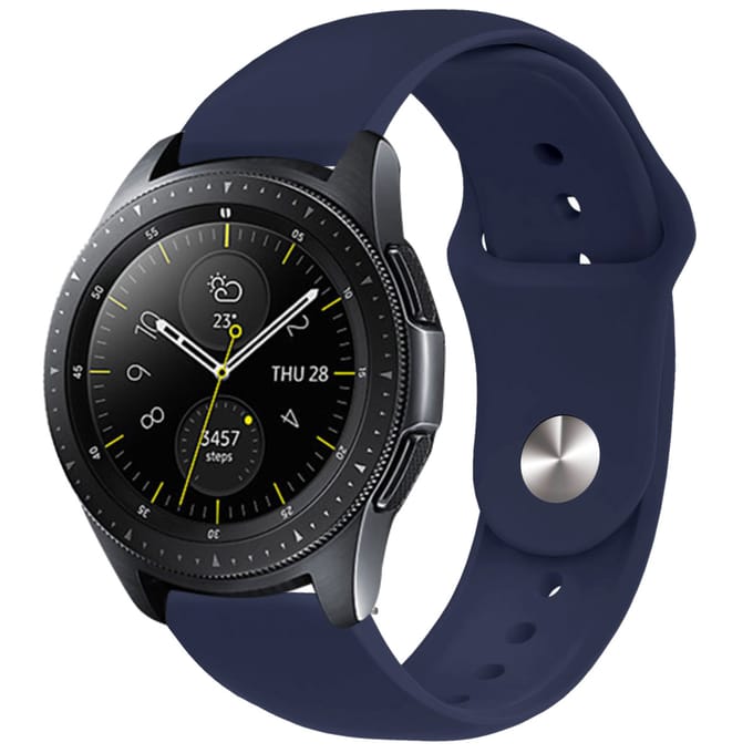 Siliconen Sport bandje - Universeel 20 mm aansluiting - Geschikt voor onder andere Geschikt voor Garmin Forerunner 20 mm / Venu / Venu 2 Plus / Vivoactive 3/5/6 - Donkerblauw