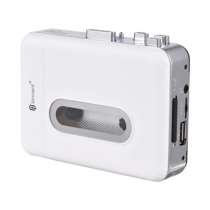 TONIVENT Cassette naar MP3-converter Cassette naar MP3-kaartspeler U Disk Tape Recorder naar MP3 wit