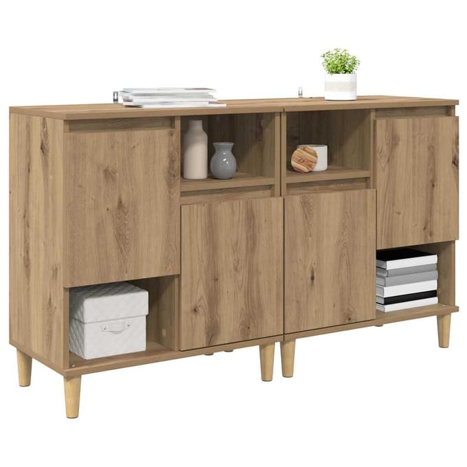 vidaXL - Dressoirs - 2 - st - Artisan - Eiken - 60 - x - 35 - x - 70 - cm - Bewerkt - hout