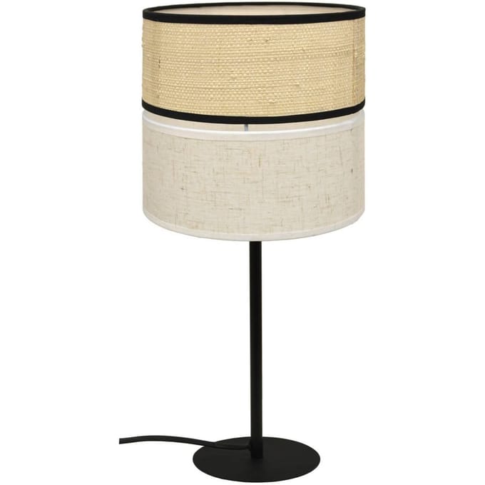 Viokef Andaman tafellamp, textiel, beige, hoogte 44 cm