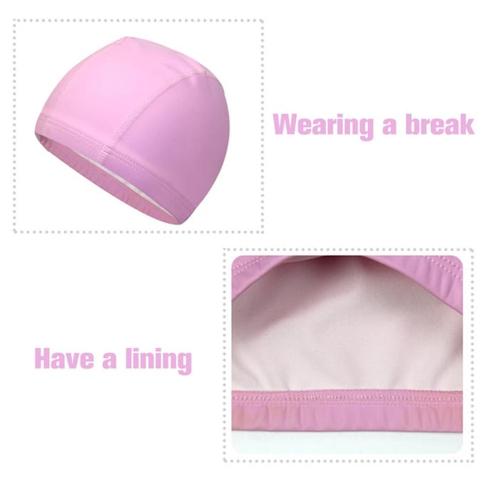 Lot de 2 Bonnets de Bain Unisexe avec Protection des Oreilles Imperméables Enduits PU Confortables Flexibles pink