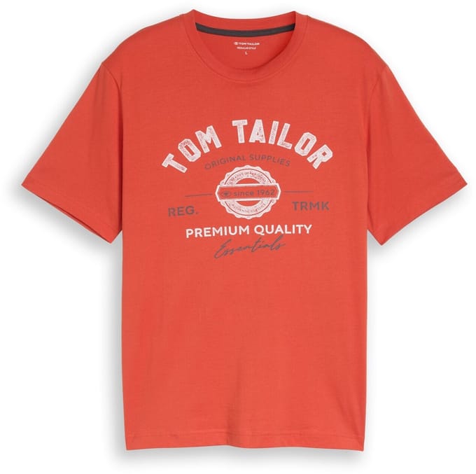 Tom Tailor - T-shirt met logoprint - Maat M - Chili Orange