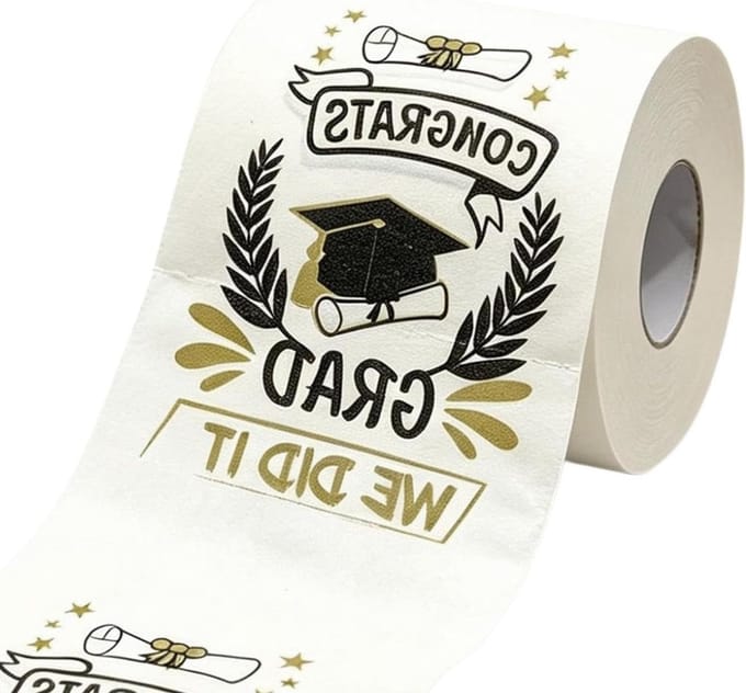 Toiletpapier Gefeliciteerd - Grappig Cadeau - Feestdecoratie - Heldere Print - 150 Vellen - Wit