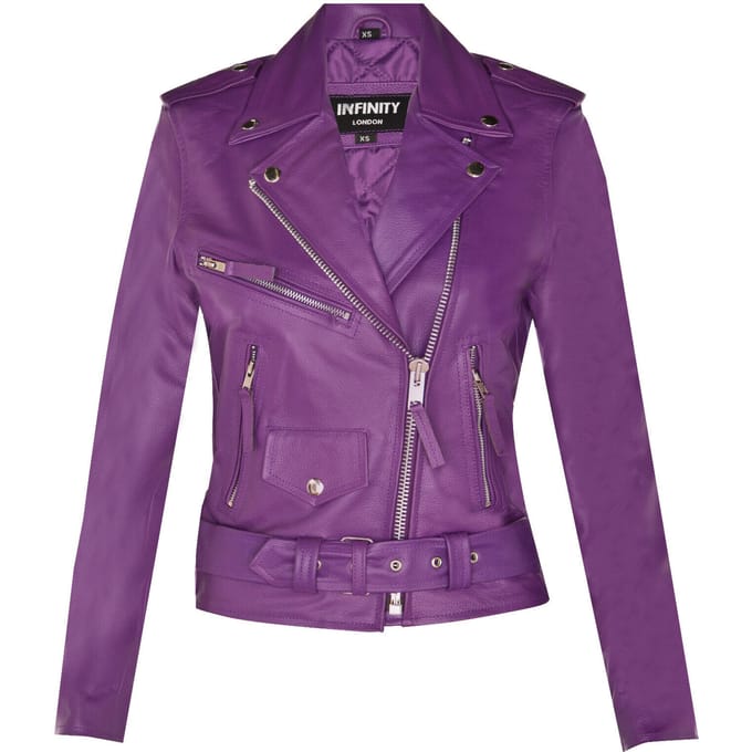 Dames rundleer bikerjack-Mansfield