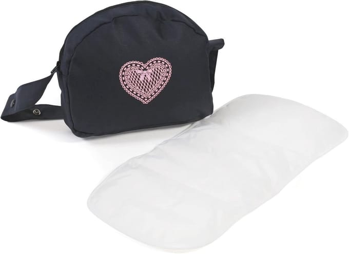 Roze en grijs poppenluiertas met wasbare aankleedmat - Perfecte poppenaccessoires