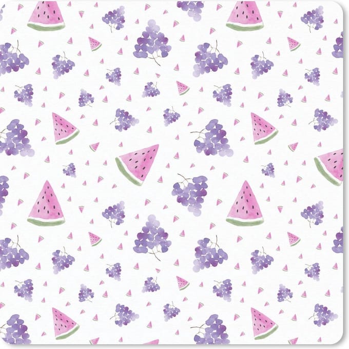Muismat 20x20 cm - Mousepad Druiven - Watermeloen - Design - Pastel - Muismatten