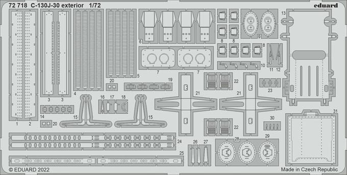 Eduard Modelbouwdecoratie - 72718 Exterior for C-130J-30 - Photo-etch