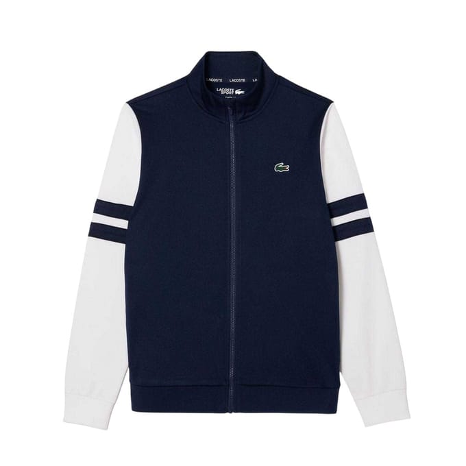 Lacoste Heren Interlock Volledige Ritssluiting Tennis Sweatshirt (Marineblauw/Wit)