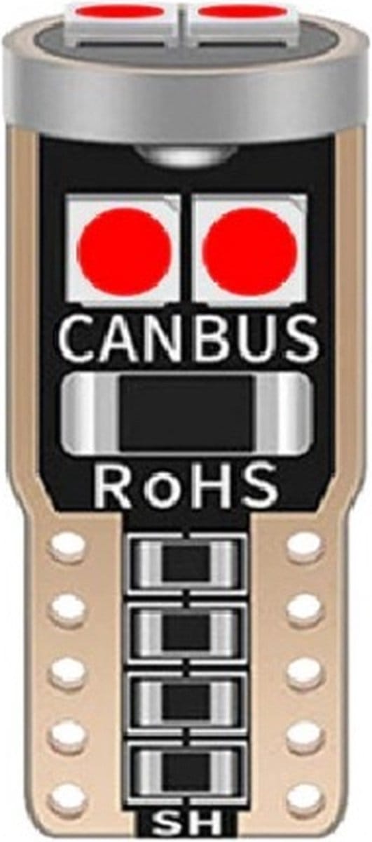 2x T10 LED - CANBUS - Extra fel - 6SMD - 12V - Rood