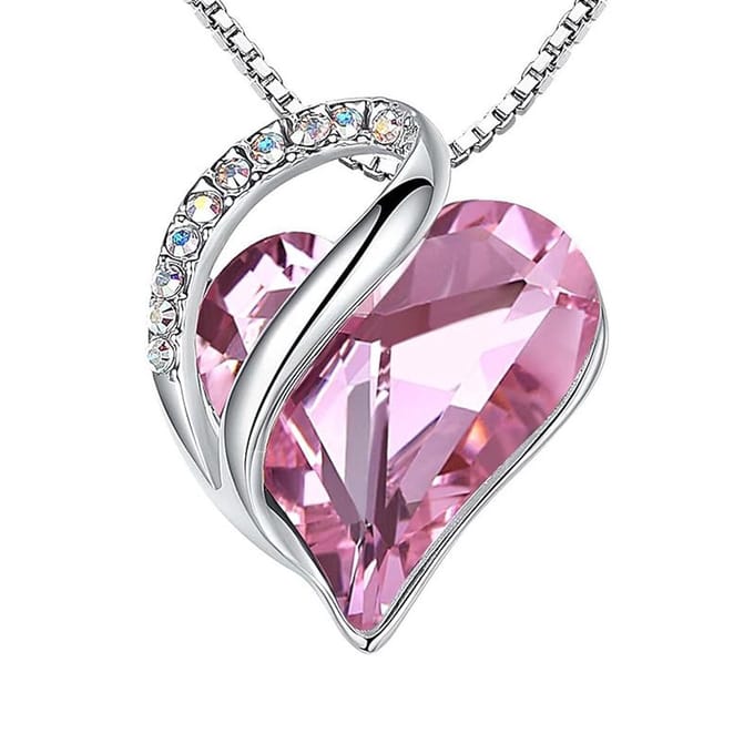QoF Kristal Hart Licht Roze – Ketting Lengte 45cm