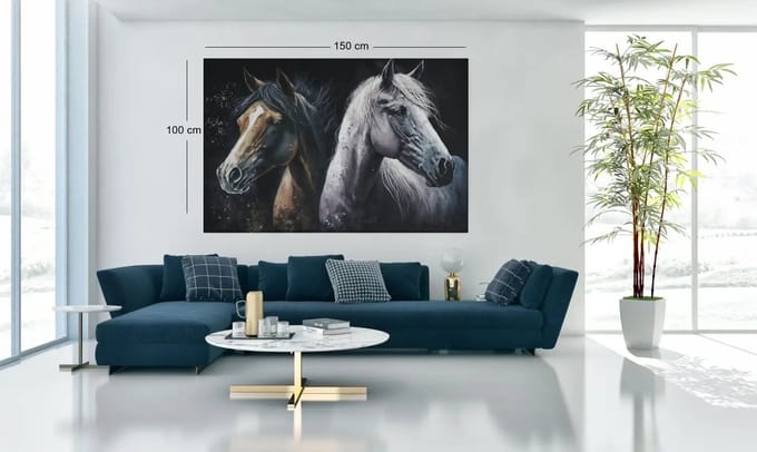 Canvas Schilderij – Bruin en Wit Paard – Dierenkunst – 90x60x2 cm