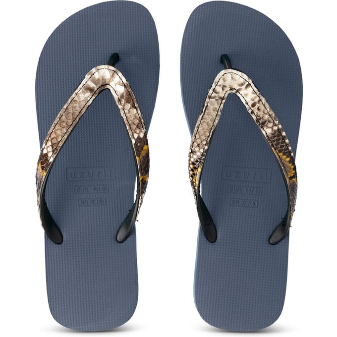 Python Taupe Flip Flop Marineblauw