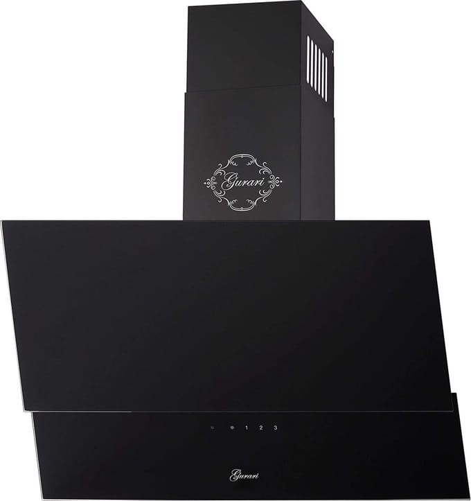 GURARI Waaiermondstuk GCH D 268 BL 8 PRIME N, Afzuigkap 80cm, Zwart glas, Wandmondstuk, 1000m³/h