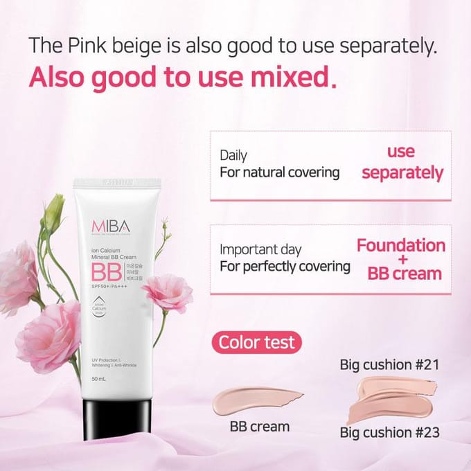 [MIBA] Ionencalciumminerale BB-crème 50ml SPF50+/PA+++ UV 2ea