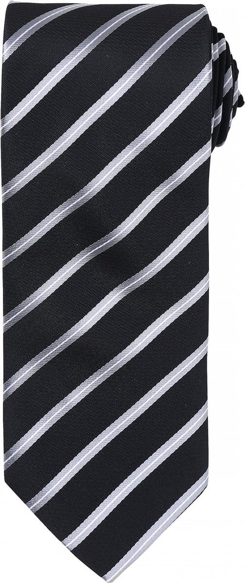 Premier Sports Stripe tie PR784 - BLACK / SILVER - One size