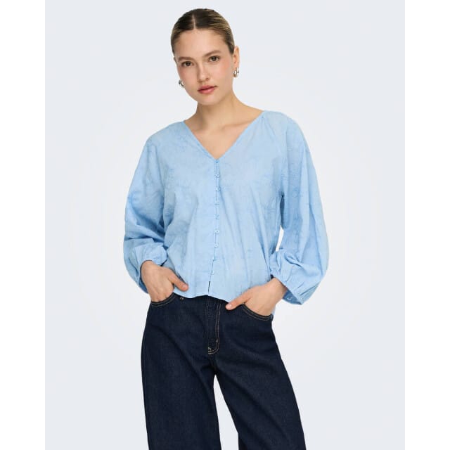 ONLY - ONLZION 3/4 V-NECK EMB TOP WVN - Dames - Blouses