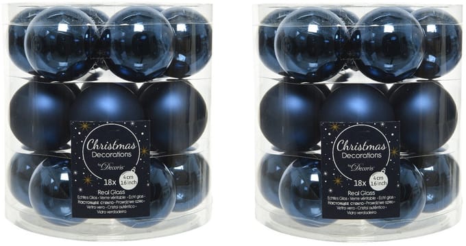 Decoris Kleine kerstballen - 54x st - donkerblauw - D4 cm - glas - kerstversiering