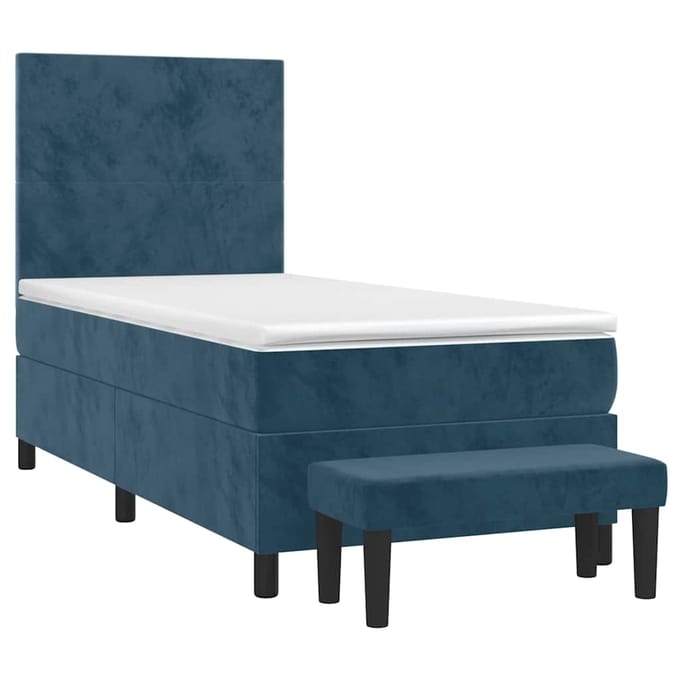 vidaXL - Boxspring - met - matras - fluweel - donkerblauw - 80x200 - cm