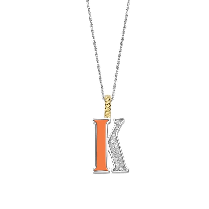 TI SENTO Dames Hanger - 925 zilver - Letter K - Oranje - 6840OR_K