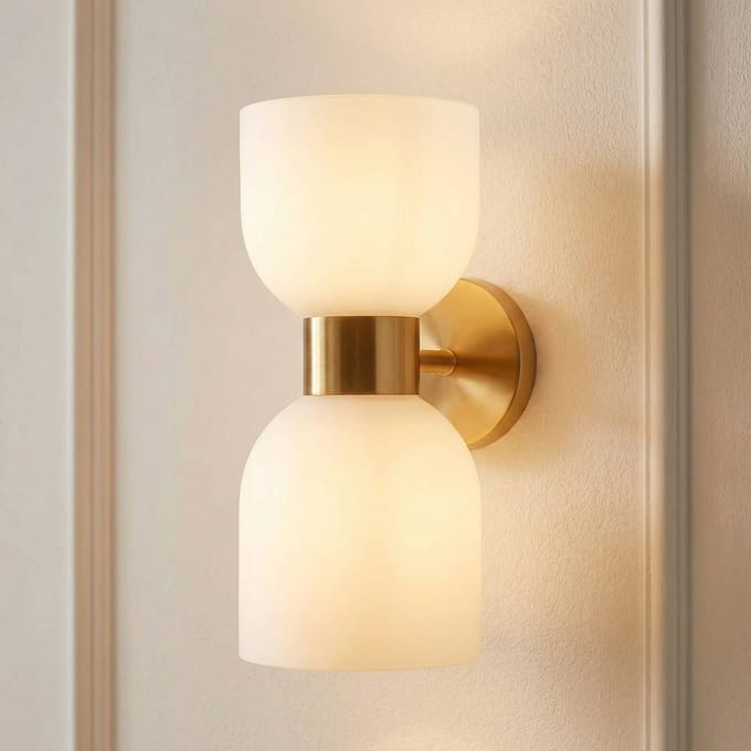 Viokef Memory wandlamp, glas, brons/wit, 2-lamps
