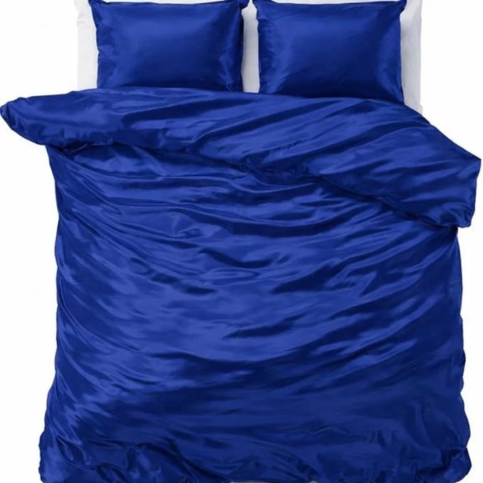 Decoware Dekbedovertrek Glans Satijn 140x220 cm - Blauw - Met Kussensloop - Eenpersoons