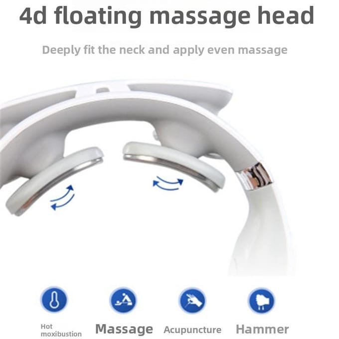 Slimme Cervicale Massager met Multi-Mode EMS Warmtetherapie-Oplaadbaar Nekpijn Verlichtingsapparaat, 3D Shiatsu voor Spierontspanning wit