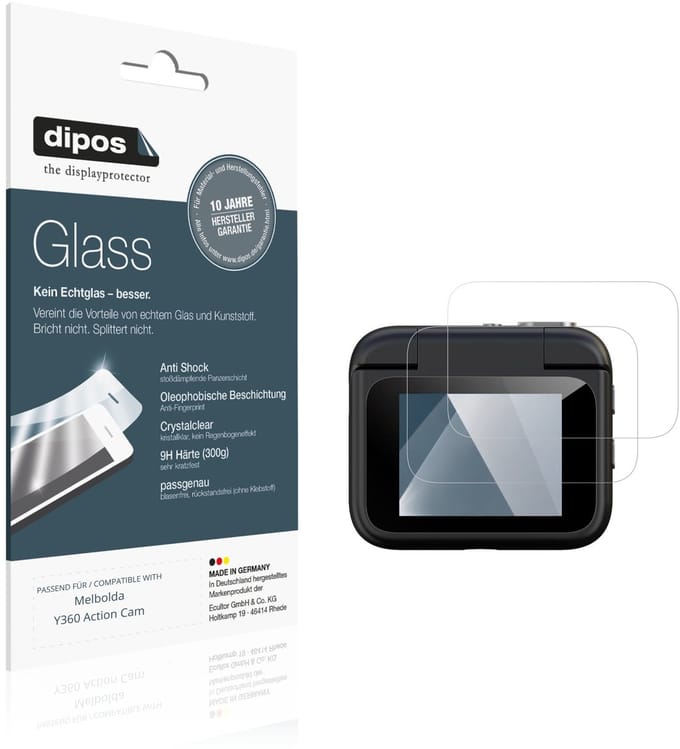 dipos – 2x Pantserfolie geschikt voor Melbolda Y360 Action Cam | 9H Screenprotector