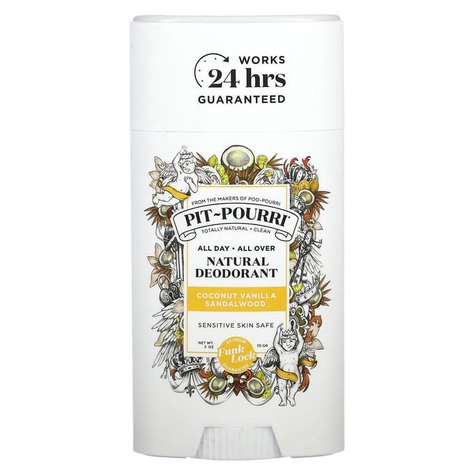 Poo-Pourri, Pet-Pourri® Natural Deodorant, Coconut Vanilla Sandalwood, 70G (2Oz) white