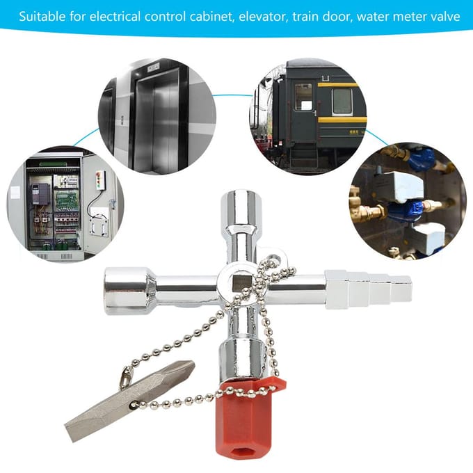 4 in 1 Multifunctioneel Universeel Sleutelgereedschap Kruis Vierkant Driehoek voor Elektrische Schakelkast white
