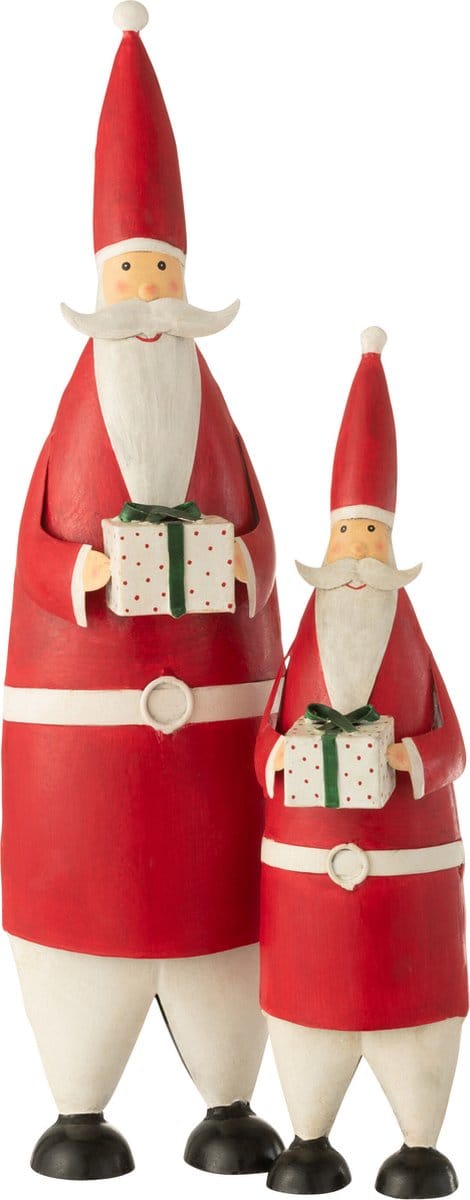 J-Line kerstfiguur Kerstman - ijzer - wit/rood - large