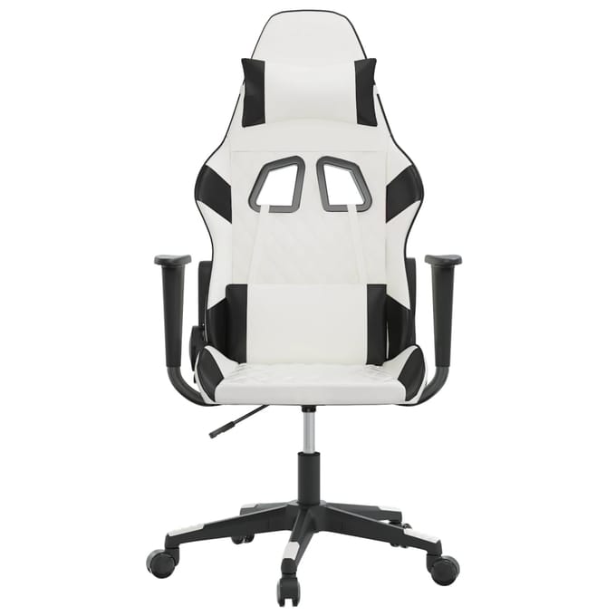 vidaXL - Gamestoel - kunstleer - wit - en - zwart