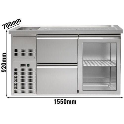GGM Gastro Biertheke Premium PLUS - 1550x700mm - 1 Glastür & 2 Schubladen