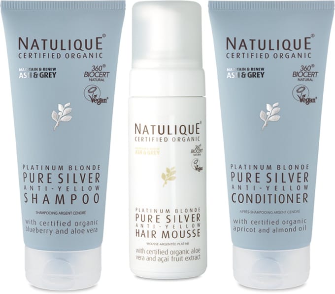 NATULIQUE TRIPLE PACK Pure Silver Shampoo + Conditioner + Mousse 3 x 150ml