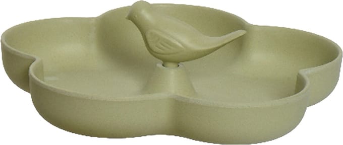 Vogelbad/drinkschaal - bamboe hout - lichtgroen - 23 x 23 cm - voederbak