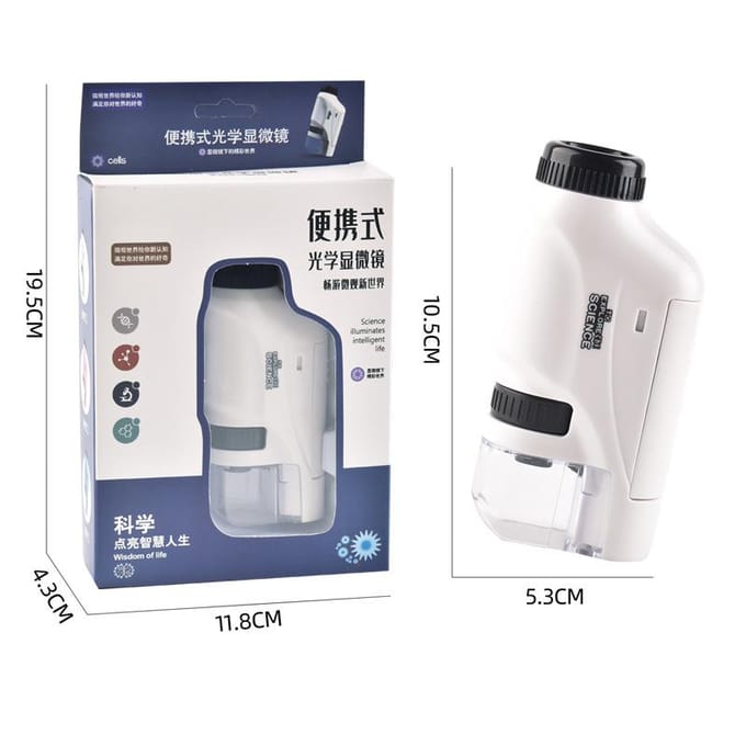 Mini Zakmicroscoop Handmicroscoop Kit Batterijgevoede Microscoop Met Lab LED-licht 60X-120X Biologisch Kinderen Wetenschap
