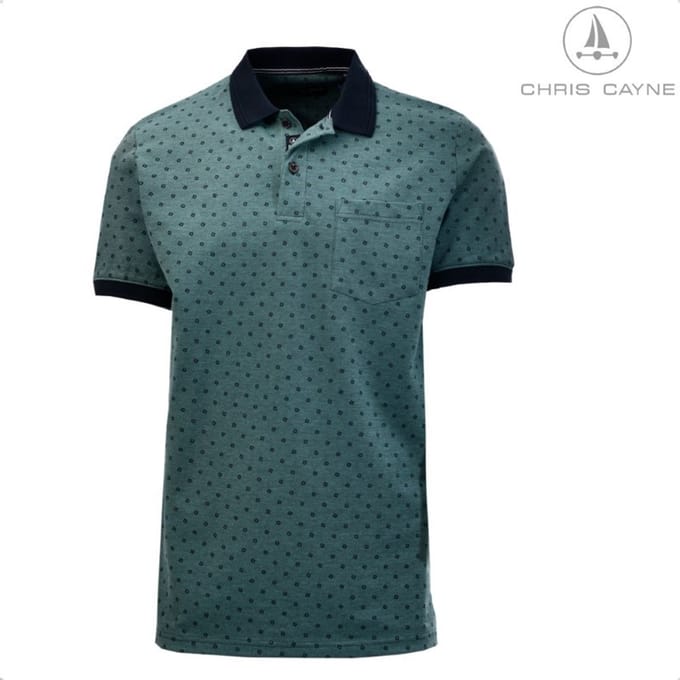 Polo 3015 groen print KM Chris Cayne - maat M