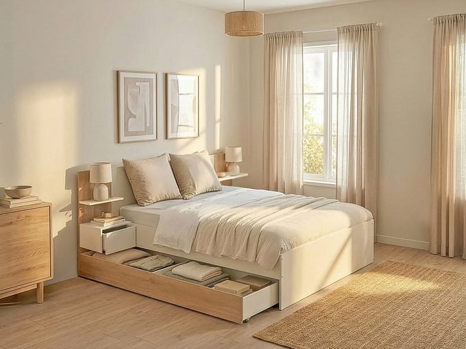 Vente-unique Bedframe hout natuurlijk licht, wit 160 x 200 cm