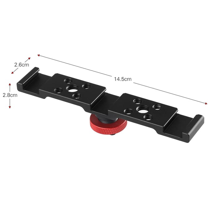 Aluminium drievoudige koude schoen montageplaatbeugel voor camera microfoon LED-lichtmontage zwart