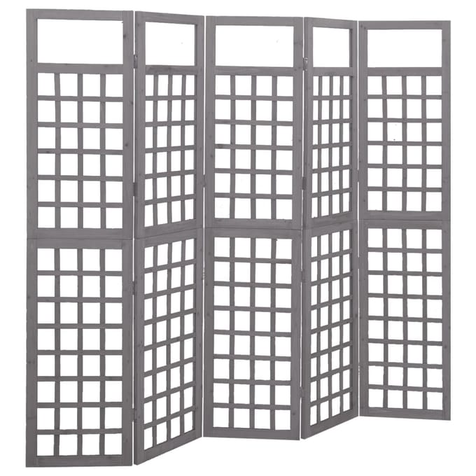 vidaXL - Kamerscherm/trellis - met - 5 - panelen - 201,5x180 - cm - vurenhout - grijs