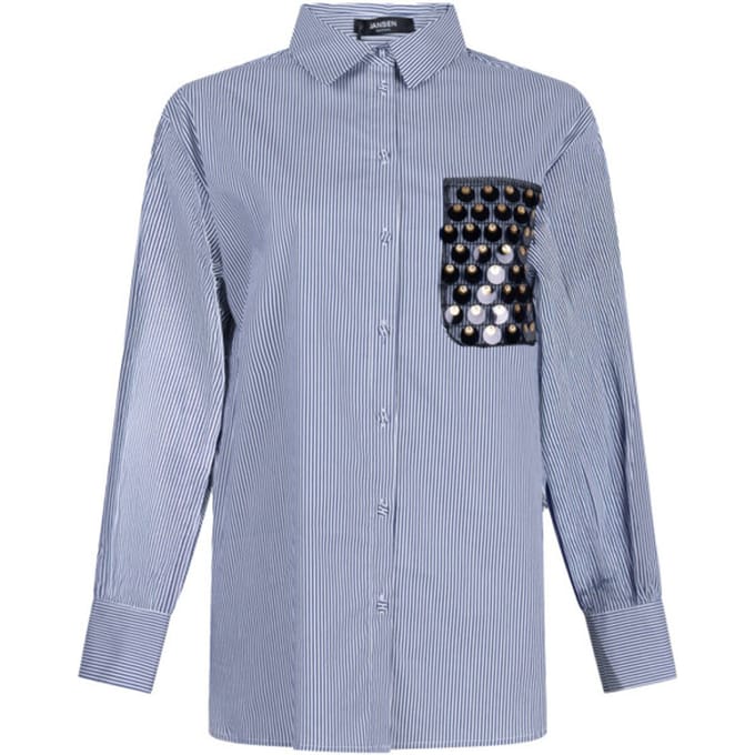 Jansen Amsterdam Goldie Blouse Cs3 726 Sequins Pocket Dames - Jurken - Multi - Maat 40