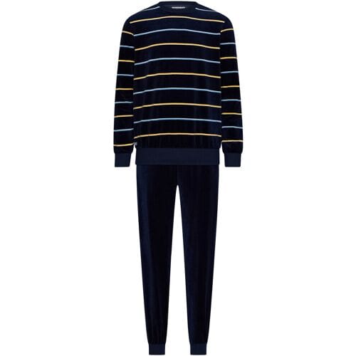 Pastunette - Huispak/Pyjama - Blue Retreat - Velours - Blauw - Gestreeot - Maat M