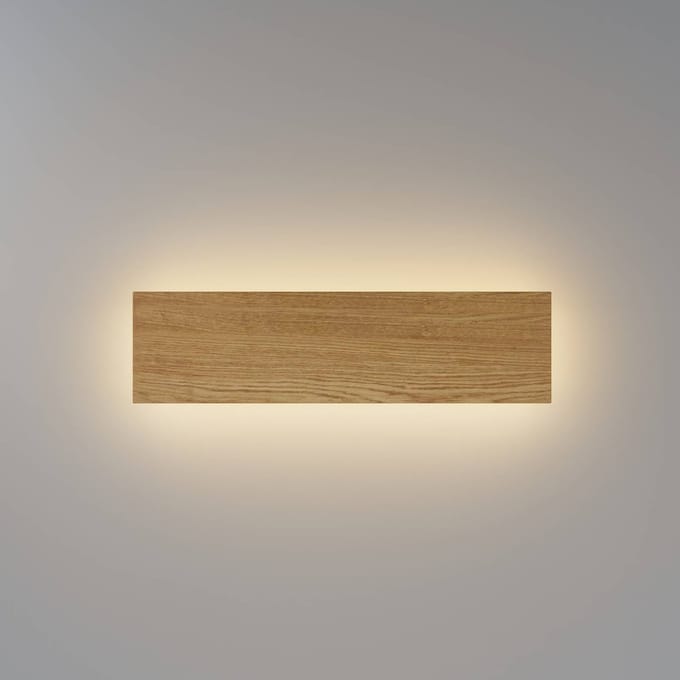 Maytoni LED wandlamp BASIC TEXTURE, hout, breedte 30 cm, CCT