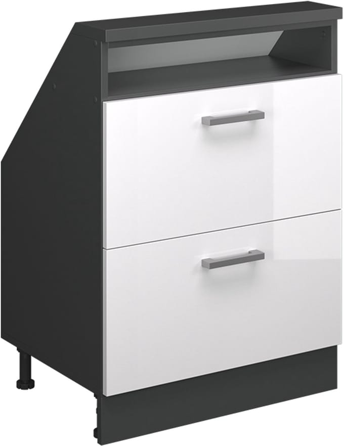 Vicco Rion Kast voor schuine wand – met 2 laden Wit hoogglans/antraciet